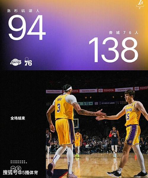 168娱乐-NBA常规赛-76人138-94大胜湖人,恩比德30+11+11,马克西31+8